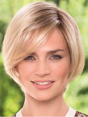 Chin Length Blonde Durable 8 inch Straight Bob Wigs