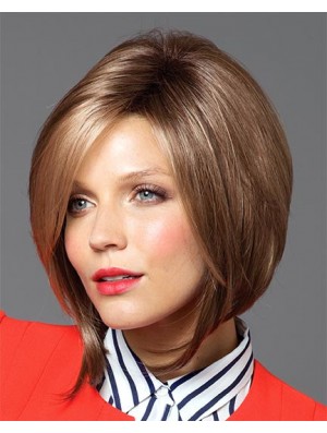 Chin Length Straight Capless Brown No-Fuss Bob Wigs