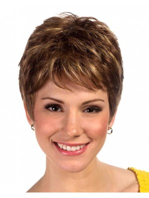 Boycuts Cropped Synthetic Straight Brown Ladies Monofilament Wig Sale