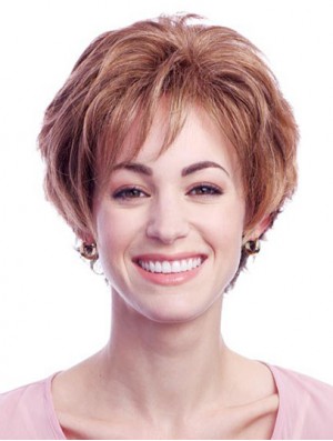 Stylish Auburn Short Layered Wavy Glueless Lace Front Wigs