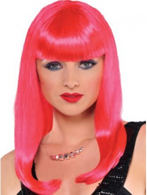 Straight With Bangs Long Red Incredible Lace Front Wigs