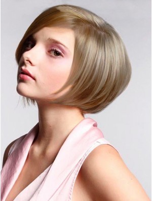 Synthetic Lace Wigs Cheap Bobs Cut Blonde Color Chin Length