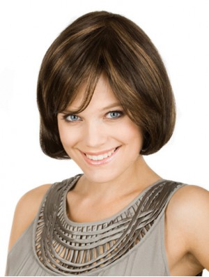 Chin Length Brown Flexibility 10 inch Wavy Bob Wigs