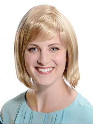 Straight Chin Length Blonde 11 inch Capless Comfortable Bob Wigs