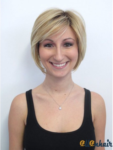 Chin Length Bobs Straight Blonde Convenient Synthetic Wigs