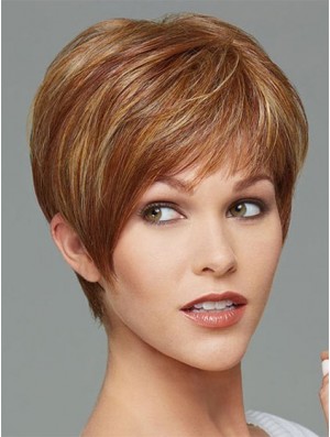 Cropped Boycuts Straight Brown Stylish Synthetic Wigs
