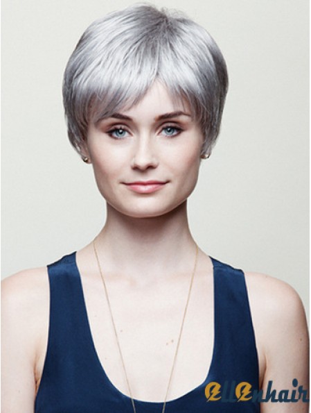 Straight Grey 6 inch Perfect Short Wigs