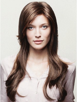 Wavy Sassy 18 inch Brown Layered Long Wigs
