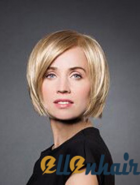 10 inch Straight Blonde Synthetic Chin Length Monofilament Wig Bob