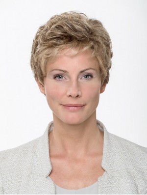 Synthetic Wavy Blonde 8 inch Short Monofilament Classic Wig