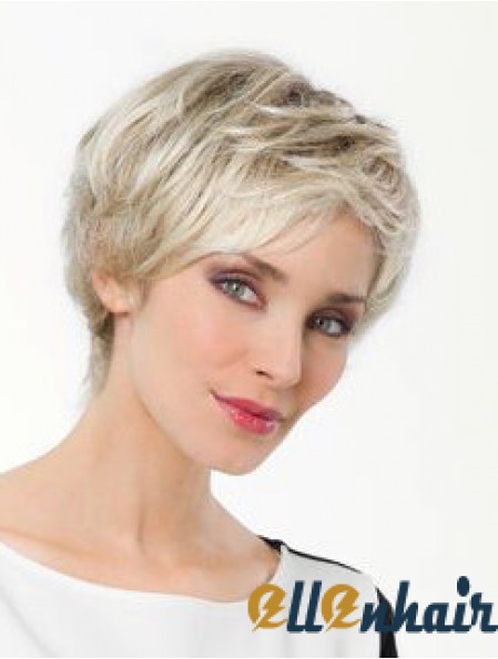 Platinum Blonde Boycuts Short 8 inch Straight Synthetic Monofilament Wig Sale