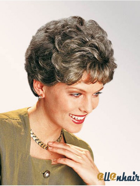Curly Grey 7 inch Classic Synthetic Lace Front Short Wig