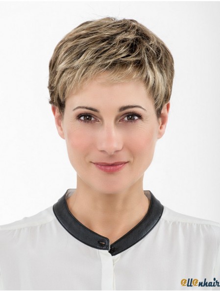 Straight Boycuts Capless 4 inch Blonde Cropped Synthetic Wig