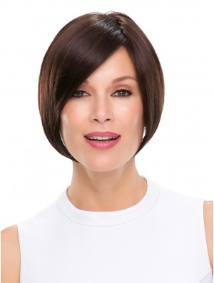 Cropped Wig Monofilament Straight Wig Black Wig Without Bangs