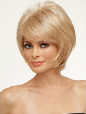 Copper With Bangs Straight 8 inch Chin Length Monofilament Hair Topper