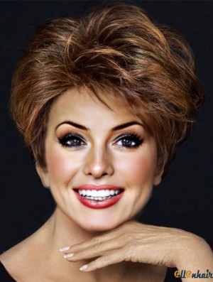 Layered Short Brown 8 inch Monofilament Fanfare Raquel Welch Wigs
