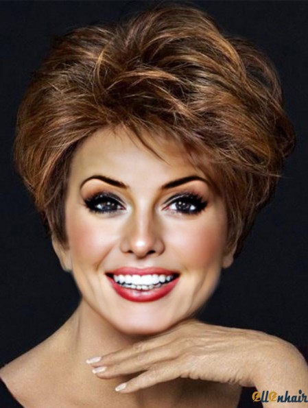 Layered Short Brown 8 inch Monofilament Fanfare Raquel Welch Wigs
