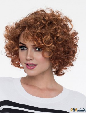 Curly Wig Brown Hair Chin Length Wig UK Cheap