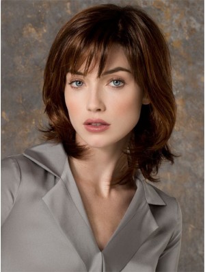 Layered Shoulder Length Auburn Straight Suitable Petite Wigs