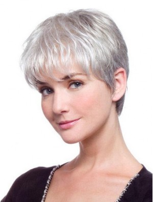 Grey Wig Mono Short Women Wig UK Straight Hair