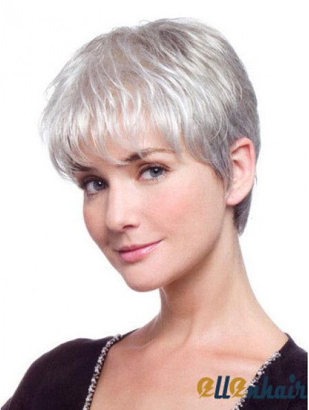 Grey Wig Mono Short Women Wig UK Straight Hair