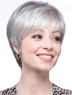 Grey Wigs For Women With Lace Front Grey Cut Short Length
