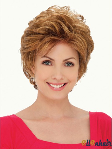 Synthetic Lace Front Wigs UK Layered Cut Cropped Length Auuburn Color