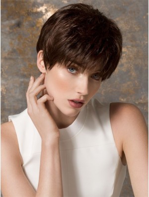 Boycuts Cropped Brown Straight Fashion Petite Wigs