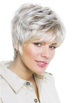 Synthetic Amazing Short Wavy Grey Wigs