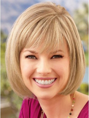 Lace Front Chin Length Straight Blonde Comfortable Bob Wigs