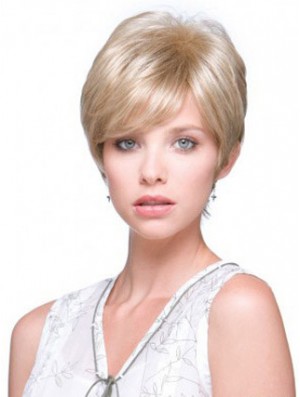 6 inch Online Straight Boycuts Blonde Short Wigs