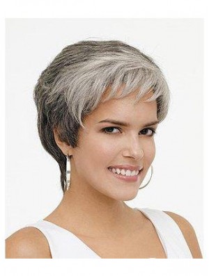 Synthetic Natural Short Wavy Grey Wigs