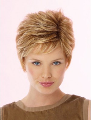 Fabulous Blonde Cropped Wavy Boycuts Lace Front Wigs