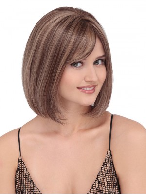 Straight Shoulder Length Blonde 12 inch Lace Front Discount Bob Wigs