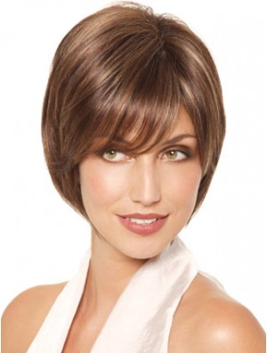 Chin Length Straight Monofilament Brown Fabulous Bob Wigs
