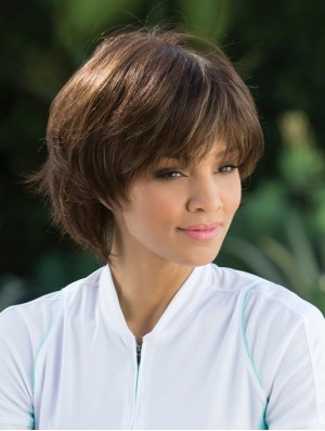 With Bangs Auburn Wavy Chin Length 10 inch Fashionable Medium Wigs