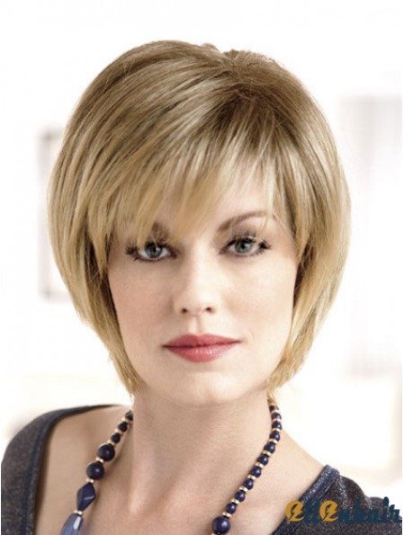 8 inch Sleek Blonde Bobs Monofilament Wigs