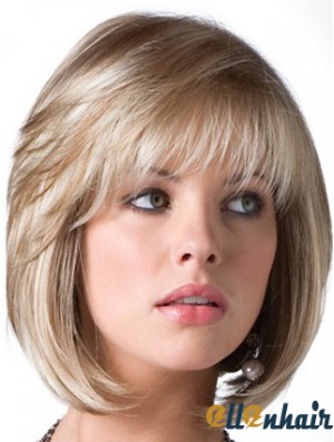 Bob Wig Blonde Wig UK With Bangs Chin Length