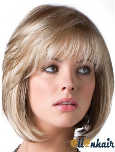 Bob Wig Blonde Wig UK With Bangs Chin Length