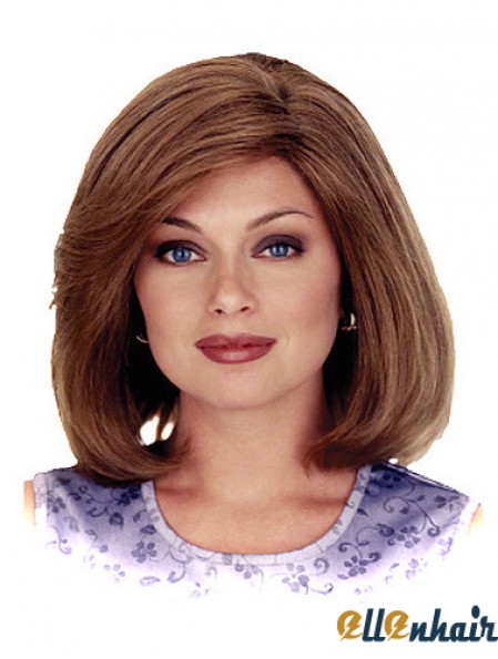 Straight Shoulder Length Auburn 12 inch 100% Hand-tied Ideal Bob Wigs
