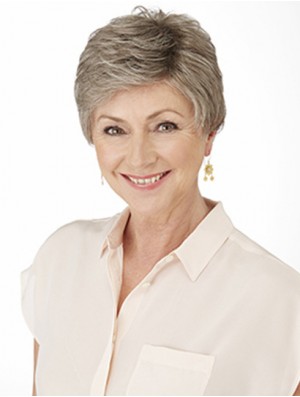 Front Lace Wigs Grey Cut Short Length Curly Style