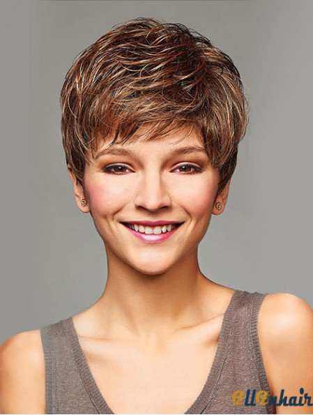 Short Curly Wigs With Capless Synthetic Blonde Color Cropped Length