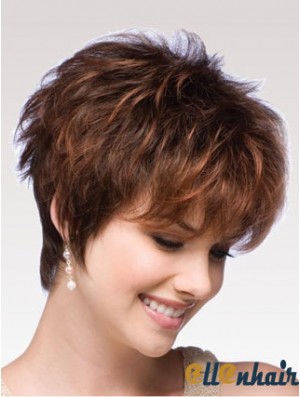 Auburn Wig Boycuts Auburn Color Short Length Wavy Style