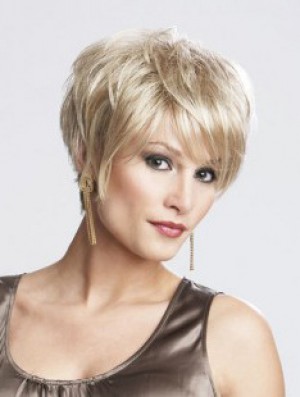 8 inch Sassy Straight Layered Blonde Short Wigs