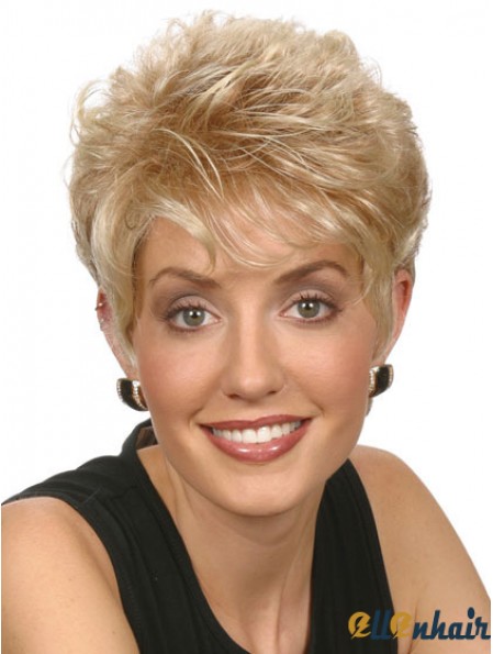 Cropped Blonde Capless Boycuts Straight 6 inch Ladies Wigs