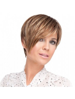 6 inch Discount Straight Layered Blonde Short Wigs