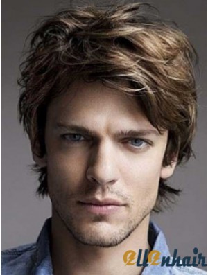 Men Wig Brown Hair Lace Front Human Hir Wig Short Layered Wig UK