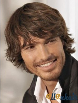 Men Wigs Brown Layered Hair With Capless