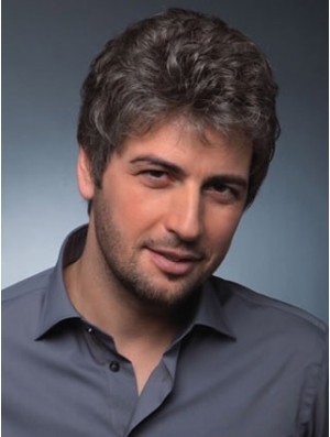 Monofilament Men Wig Browm Hair Short Men Wig For Hair Loss 3 Inch
