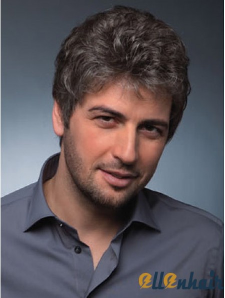 Monofilament Men Wig Browm Hair Short Men Wig For Hair Loss 3 Inch